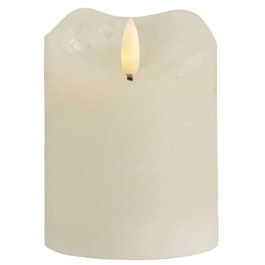 Kaarsen-Leen Bakker LED-kaars rustiek - off-white - 10xØ7,6 cm