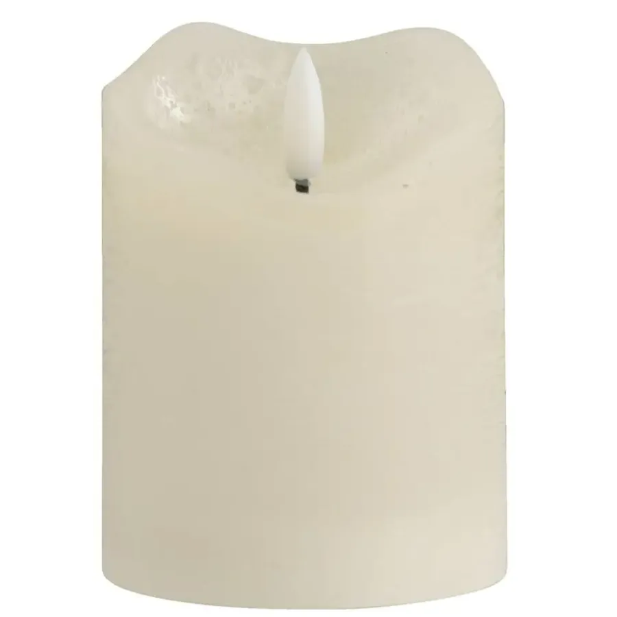 Kaarsen-Leen Bakker LED-kaars rustiek - off-white - 10xØ7,6 cm
