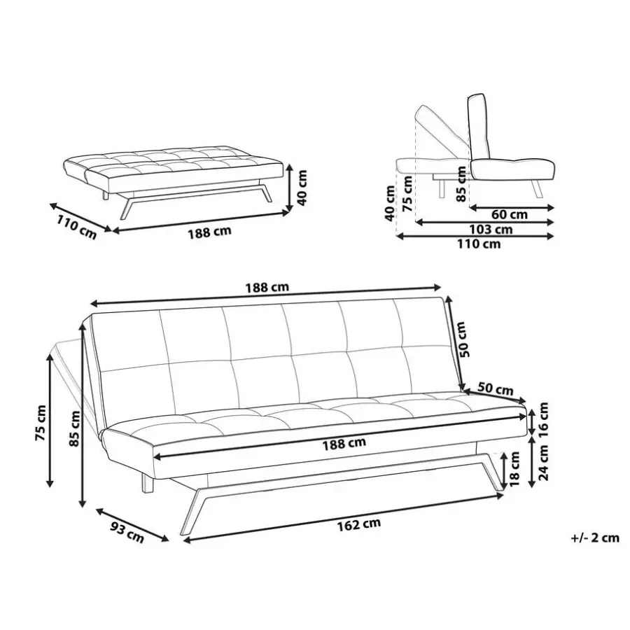 Beliani LEEDS - Slaapbank 3-zits - Groen - Polyester