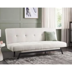 Slaapbanken|Slaapbanken-Beliani LEEDS - Slaapbank 3-zits - Wit - Polyester