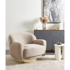 Fauteuils-Beliani LEJRE - Fauteuil - Taupe - Polyester