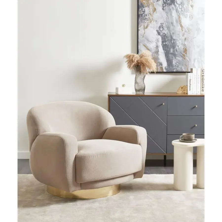 Fauteuils-Beliani LEJRE - Fauteuil - Taupe - Polyester