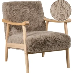 Leen Bakker LEKNES - Fauteuil - Taupe - Kunstbont