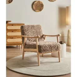 Leen Bakker LEKNES - Fauteuil - Taupe - Kunstbont