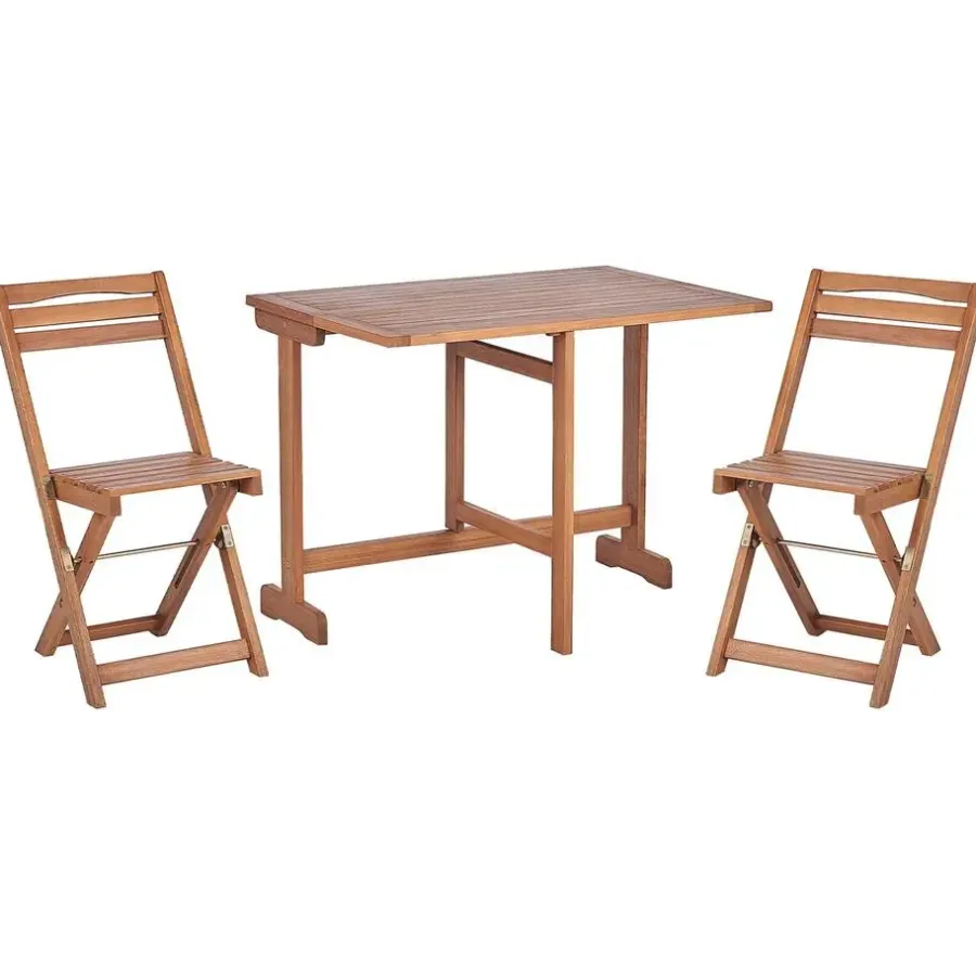 Beliani LENOLA - Bistroset voor 2 - Lichte houtkleur - Acaciahout