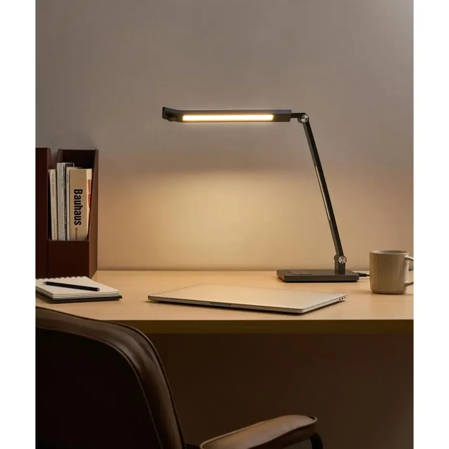 Leen Bakker LEPUS - Bureaulamp LED - Donkergrijs - Synthetisch materiaal