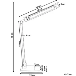 Leen Bakker LEPUS - Bureaulamp LED - Donkergrijs - Synthetisch materiaal