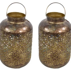 Kandelaars En Windlichten-Lesli Living Lesi Living Lantaarn/windlicht - Oosters - metaal - 20 x 32 cm