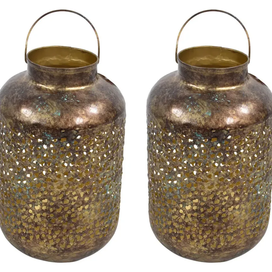 Kandelaars En Windlichten-Lesli Living Lesi Living Lantaarn/windlicht - Oosters - metaal - 20 x 32 cm