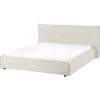 2-Persoons Bedden-Beliani LESTRE - Tweepersoonsbed - Gebroken wit - 160 x 200 cm - Linnen