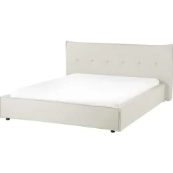 2-Persoons Bedden-Beliani LESTRE - Tweepersoonsbed - Gebroken wit - 160 x 200 cm - Linnen