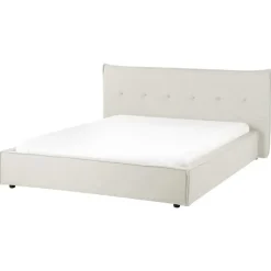 2-Persoons Bedden-Beliani LESTRE - Tweepersoonsbed - Gebroken wit - 160 x 200 cm - Linnen
