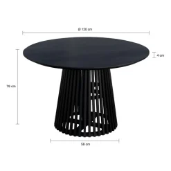 Lewis & Loft Eettafel Levi – Rond – Ø120 cm – Zwart