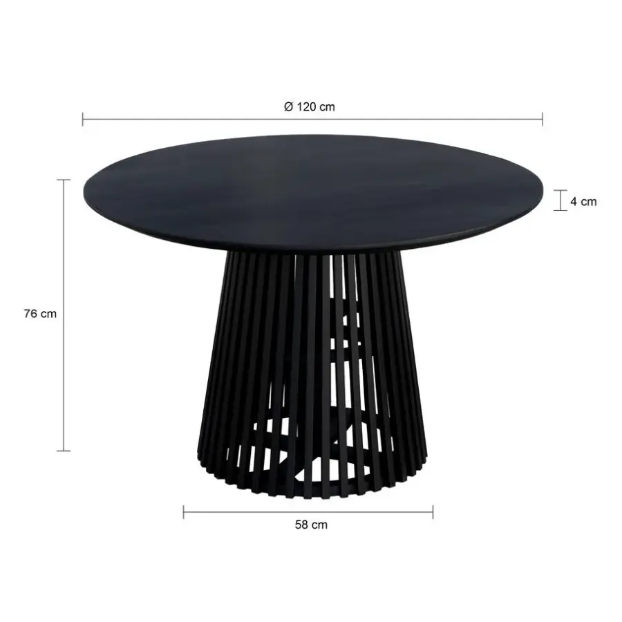 Lewis & Loft Eettafel Levi – Rond – Ø120 cm – Zwart