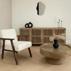 Salontafels-Lewis & Loft Salontafel Luus - FSC® mangohout - Rond ⌀80 cm - Bruin