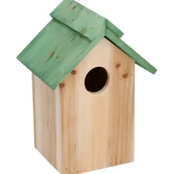 Tuindecoratie-Lifetime Garden Vogelhuisje - hout - 24 x 18 x 14 cm - groen dak