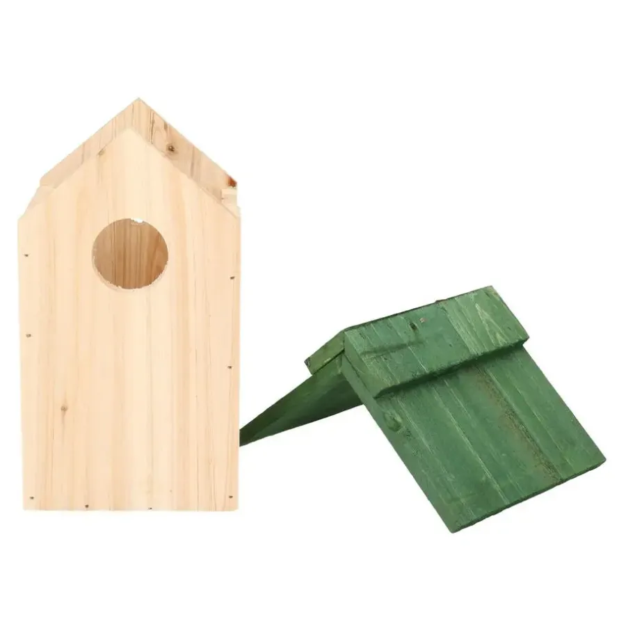 Tuindecoratie-Lifetime Garden Vogelhuisje - hout - 24 x 18 x 14 cm - groen dak