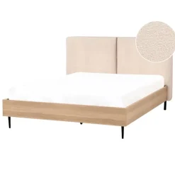 Beliani LIMANTON - Bed - Beige - 140 x 200 cm - Bouclé