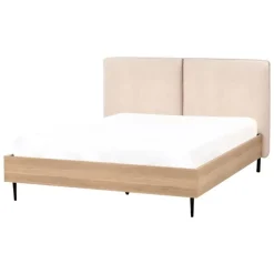 Beliani LIMANTON - Bed - Beige - 140 x 200 cm - Bouclé