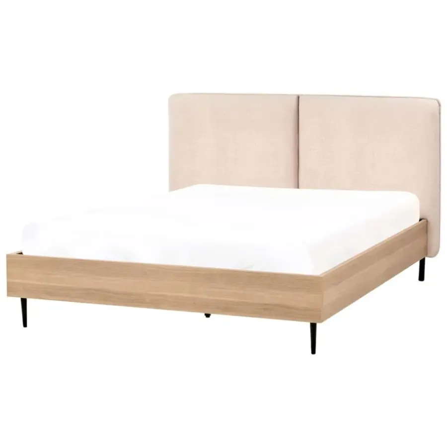 Beliani LIMANTON - Bed - Beige - 140 x 200 cm - Bouclé