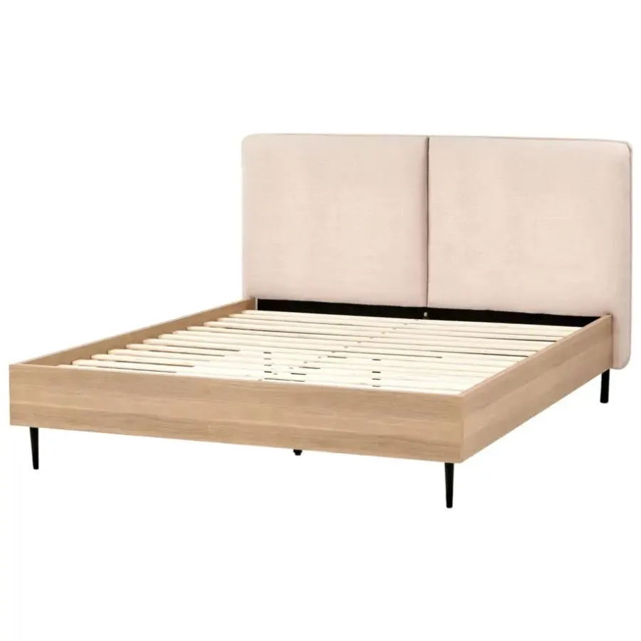 Beliani LIMANTON - Bed - Beige - 140 x 200 cm - Bouclé