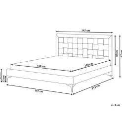 Twijfelaars-Beliani LIMOUX - Tweepersoonsbed - Taupe - 140 x 200 cm - Fluweel