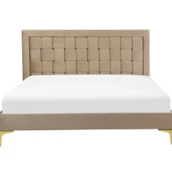Twijfelaars-Beliani LIMOUX - Tweepersoonsbed - Taupe - 140 x 200 cm - Fluweel