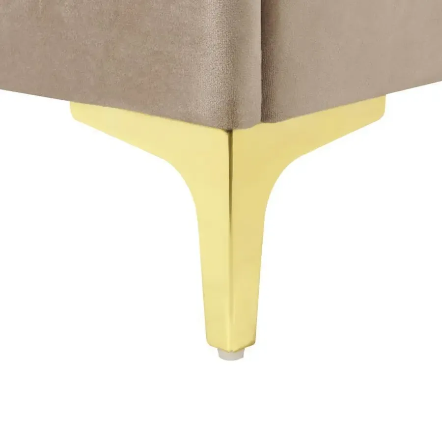Twijfelaars-Beliani LIMOUX - Tweepersoonsbed - Taupe - 140 x 200 cm - Fluweel