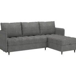 Slaapbanken|Slaapbanken-Dorel Home Lindhus - Bank met chaise longue omkeerbaar in stof grijs