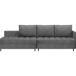 Slaapbanken|Slaapbanken-Dorel Home Lindhus - Bank met chaise longue omkeerbaar in stof grijs