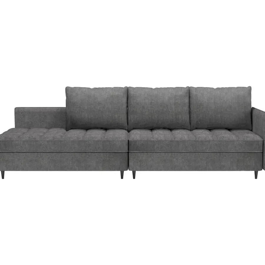Slaapbanken|Slaapbanken-Dorel Home Lindhus - Bank met chaise longue omkeerbaar in stof grijs