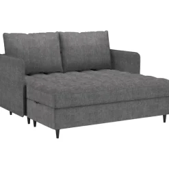 Slaapbanken|Slaapbanken-Dorel Home Lindhus - Bank met chaise longue omkeerbaar in stof grijs