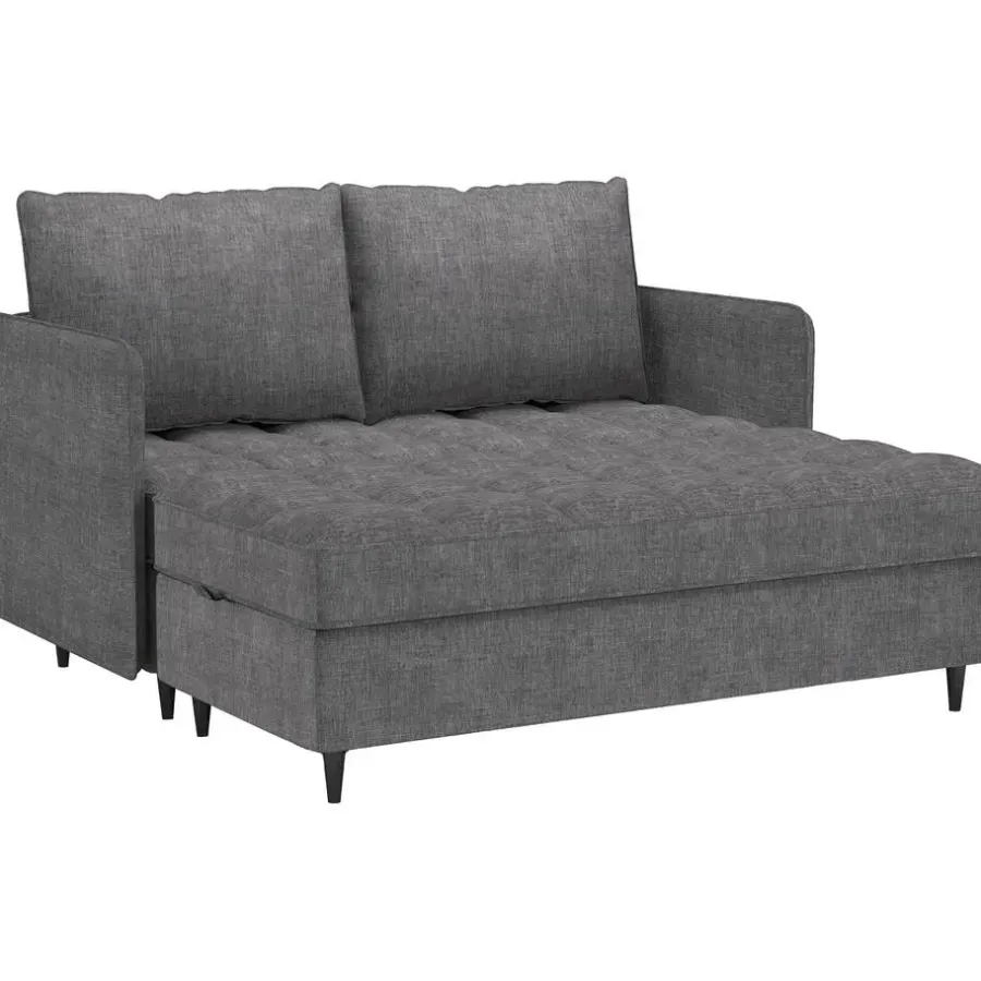 Slaapbanken|Slaapbanken-Dorel Home Lindhus - Bank met chaise longue omkeerbaar in stof grijs