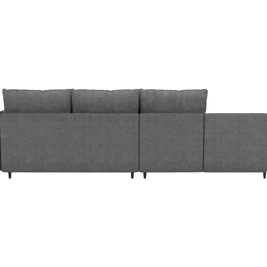 Slaapbanken|Slaapbanken-Dorel Home Lindhus - Bank met chaise longue omkeerbaar in stof grijs