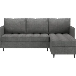Slaapbanken|Slaapbanken-Dorel Home Lindhus - Bank met chaise longue omkeerbaar in stof grijs