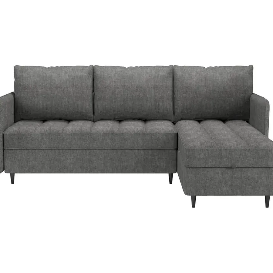 Slaapbanken|Slaapbanken-Dorel Home Lindhus - Bank met chaise longue omkeerbaar in stof grijs