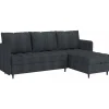 Slaapbanken|Slaapbanken-Dorel Home Lindhus - Bank met chaise longue omkeerbaar in corduroy antraciet