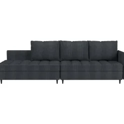 Slaapbanken|Slaapbanken-Dorel Home Lindhus - Bank met chaise longue omkeerbaar in corduroy antraciet