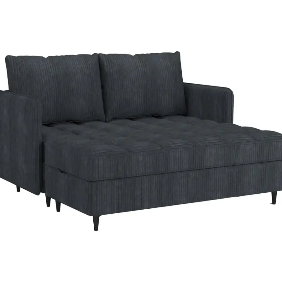 Slaapbanken|Slaapbanken-Dorel Home Lindhus - Bank met chaise longue omkeerbaar in corduroy antraciet