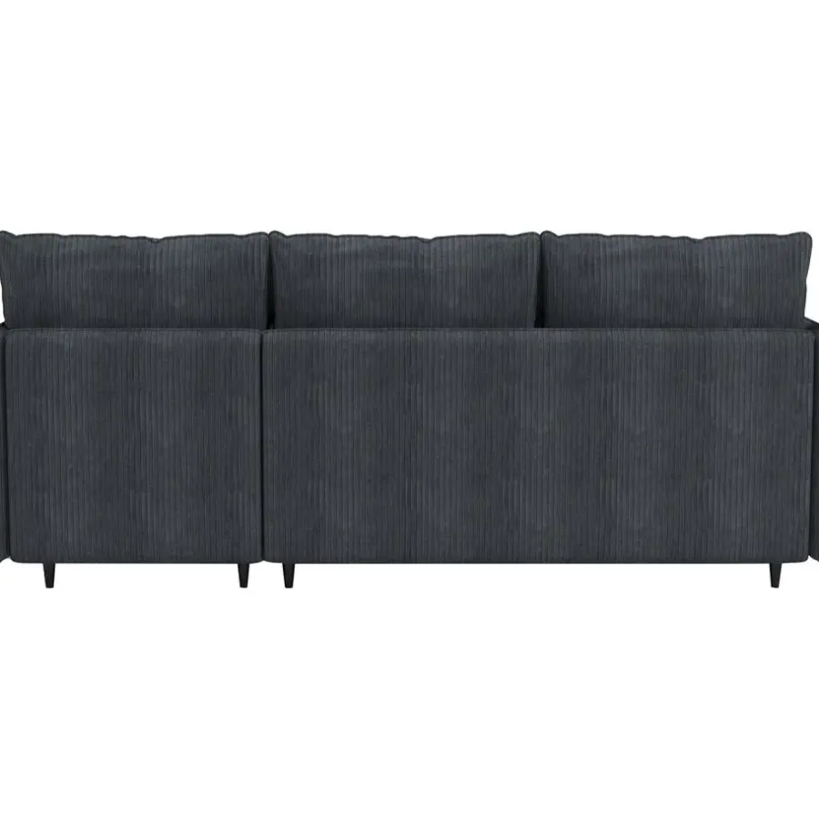 Slaapbanken|Slaapbanken-Dorel Home Lindhus - Bank met chaise longue omkeerbaar in corduroy antraciet