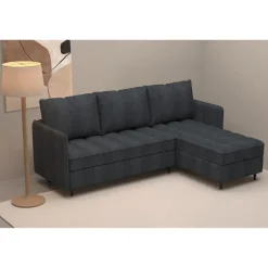 Slaapbanken|Slaapbanken-Dorel Home Lindhus - Bank met chaise longue omkeerbaar in corduroy antraciet