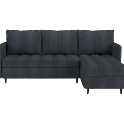 Slaapbanken|Slaapbanken-Dorel Home Lindhus - Bank met chaise longue omkeerbaar in corduroy antraciet