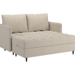 Slaapbanken|Slaapbanken-Dorel Home Lindhus - Bank met chaise longue omkeerbaar in stof crème