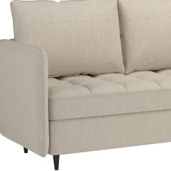 Slaapbanken|Slaapbanken-Dorel Home Lindhus - Bank met chaise longue omkeerbaar in stof crème