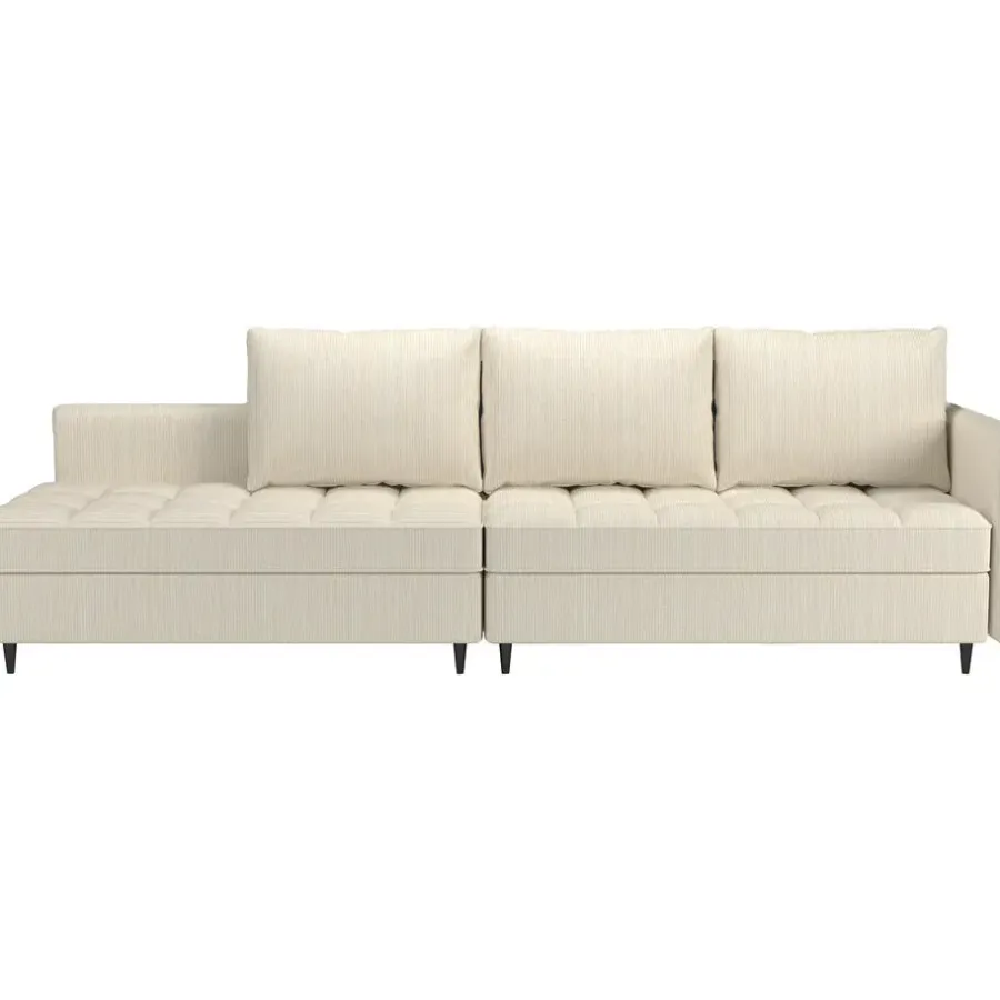 Slaapbanken|Slaapbanken-Dorel Home Lindhus - Bank met chaise longue omkeerbaar in corduroy crème
