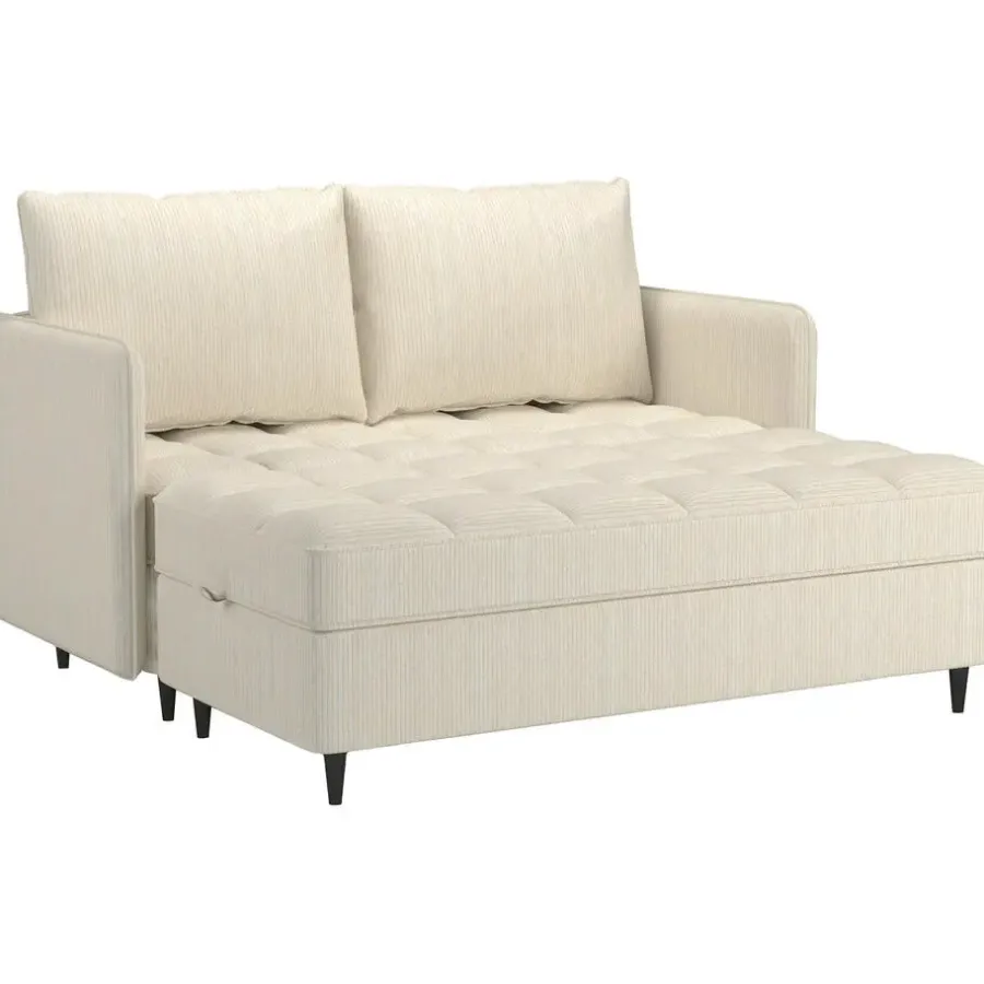 Slaapbanken|Slaapbanken-Dorel Home Lindhus - Bank met chaise longue omkeerbaar in corduroy crème