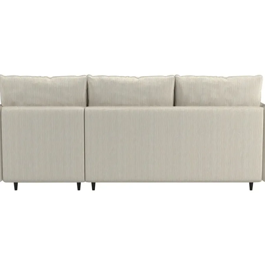 Slaapbanken|Slaapbanken-Dorel Home Lindhus - Bank met chaise longue omkeerbaar in corduroy crème
