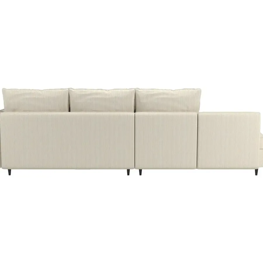 Slaapbanken|Slaapbanken-Dorel Home Lindhus - Bank met chaise longue omkeerbaar in corduroy crème