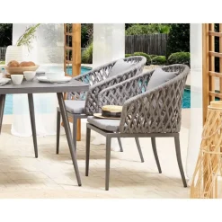 Tuinstoelen-Beliani LIPARI - Tuinstoel set van 2 - Grijs - Aluminium