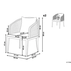 Tuinstoelen-Beliani LIPARI - Tuinstoel set van 2 - Grijs - Aluminium